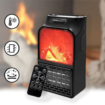 Flame Heater 1000W Mini Portable Electric Fireplace Warmer | With Remote Control | Adjustable Room Heater